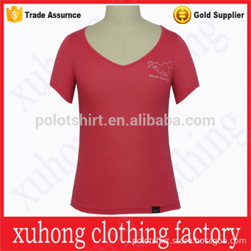 Custom printing logo ladies sexy v neck t shirt
